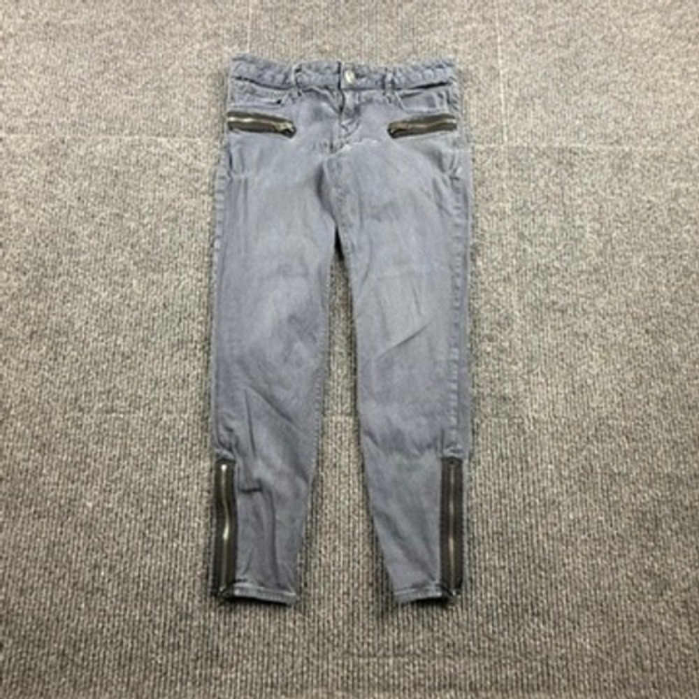 Express Jeans Stella Moto Zipper Ankle Legging Gray Low Rise Womens Size 8R